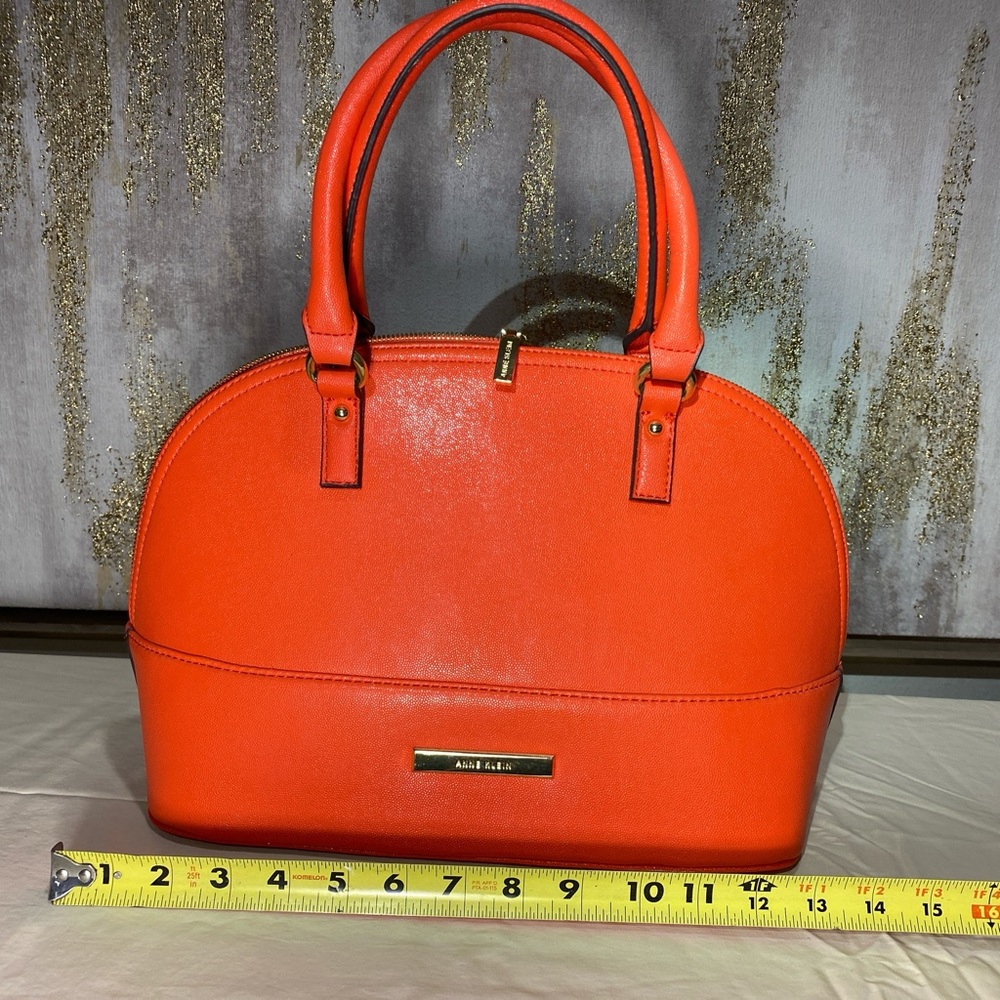 Anne Klein Vibrant and elegant Sunset Orange Pebbled Satchel ⭐️ - Picture 3 of 9